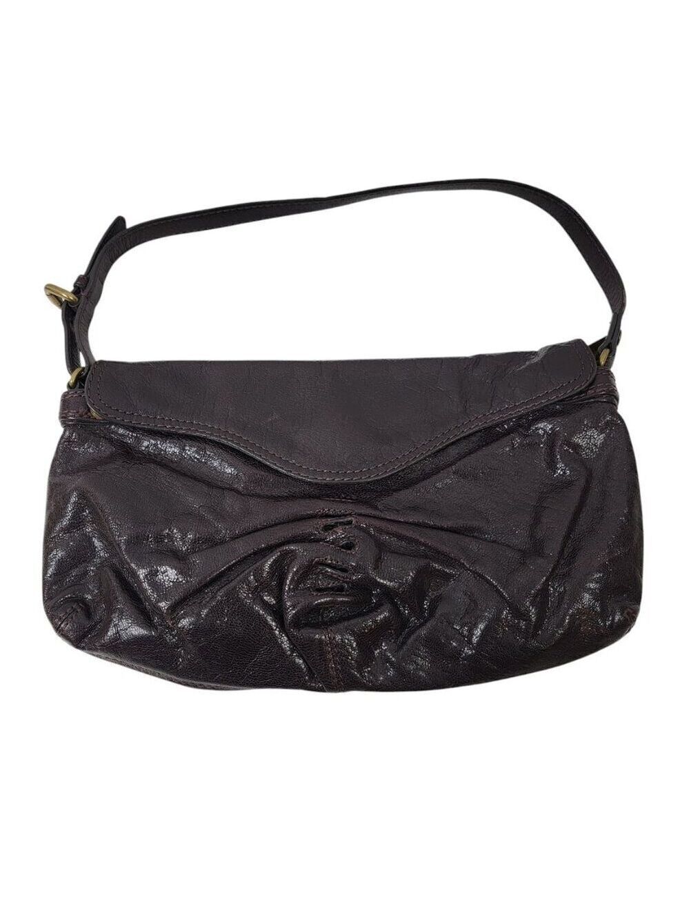 Kooba Slouchy Leather Shoulder Bag in Deep Plum – Distressed Chic, Missing Front